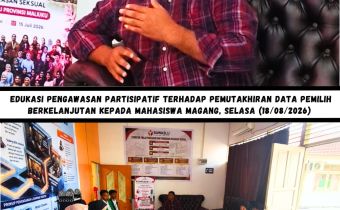 Kegiatan Edukasi Pengawasan Partisipatif dalam Pemutakhiran Data Pemilih Berkelanjutan (PDPB) kepada Mahasiswa Magang di Ruang Media Center Bawaslu Provinsi maluku , Selasa (18/08/2026).