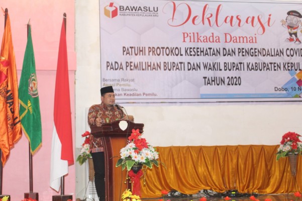 Deklarasi Pilkada Damai di Bumi Jargaria, Afifudin minta agar Pilkada di Kabupaten Kepulauan Aru berjalan baik secara proses dan baik secara hasil.
