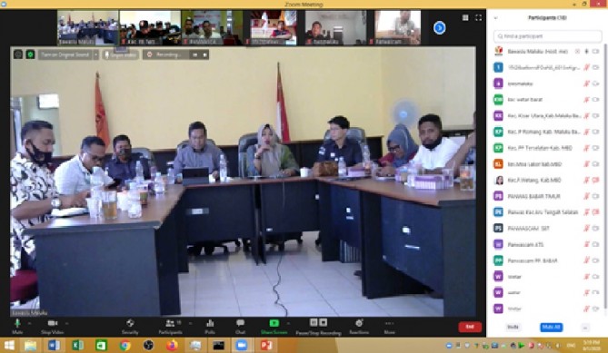 Bawaslu Prov. Maluku Libatkan Panwas Kecamatan dalam Rakor  Daring Pengawasan Tahapan Daftar Pemilih Hasil Pemutakhiran dan Rakor Persiapan Tahapan Pendaftaran Pasangan Calon Bupati dan Wakil Bupati tahun 2020.