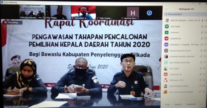 TAHAPAN PILKADA 2020 KEMABALI DI LANJUTKAN, BAWASLU GELAR RAKOR PENGAWASAN TAHAPAN PENCALONAN PILKADA 2020