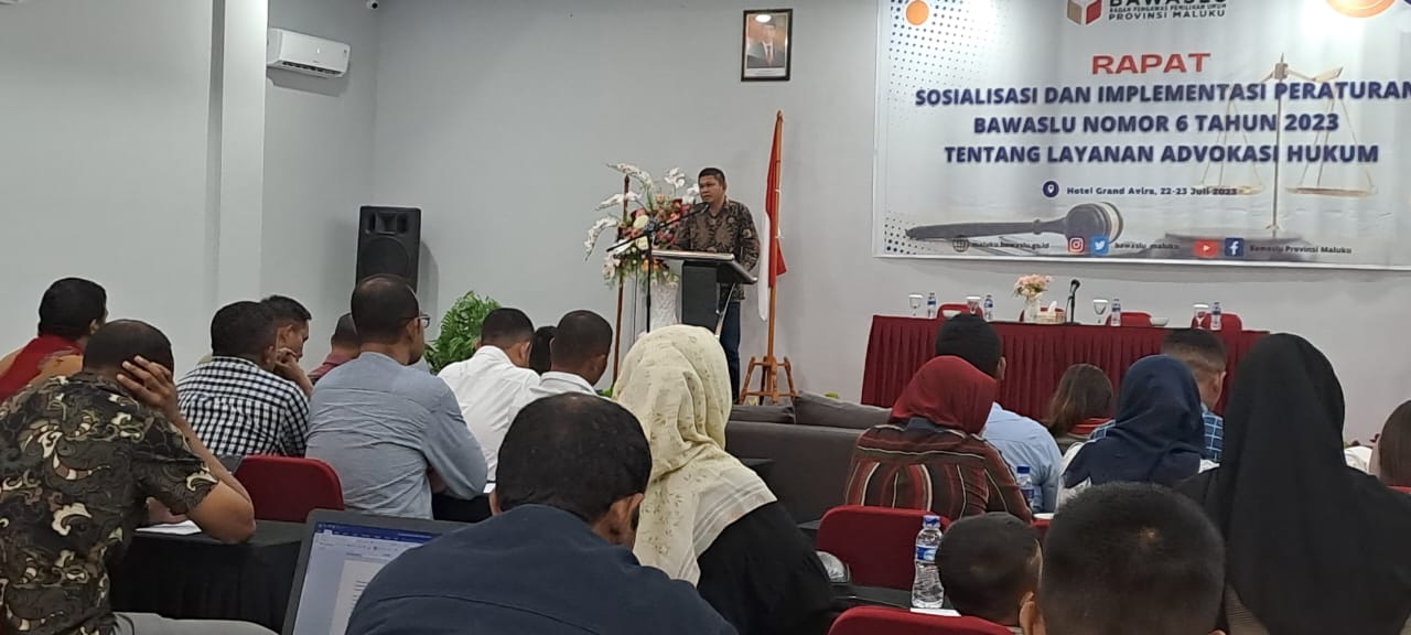 Bawaslu Maluku Helat Rapat Sosialisasi dan Implementasi Perbawaslu Tentang Layanan Bantuan Hukum Kepada Jajaran 