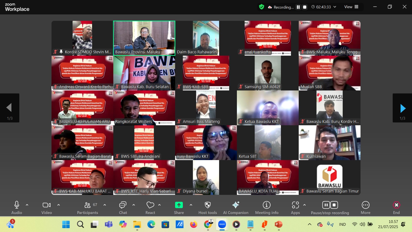 Siap Adaptasi Putusan MK 135, Bawaslu Maluku Beri Sumbangan Pemikiran Dalam Penyusunan Regulasi