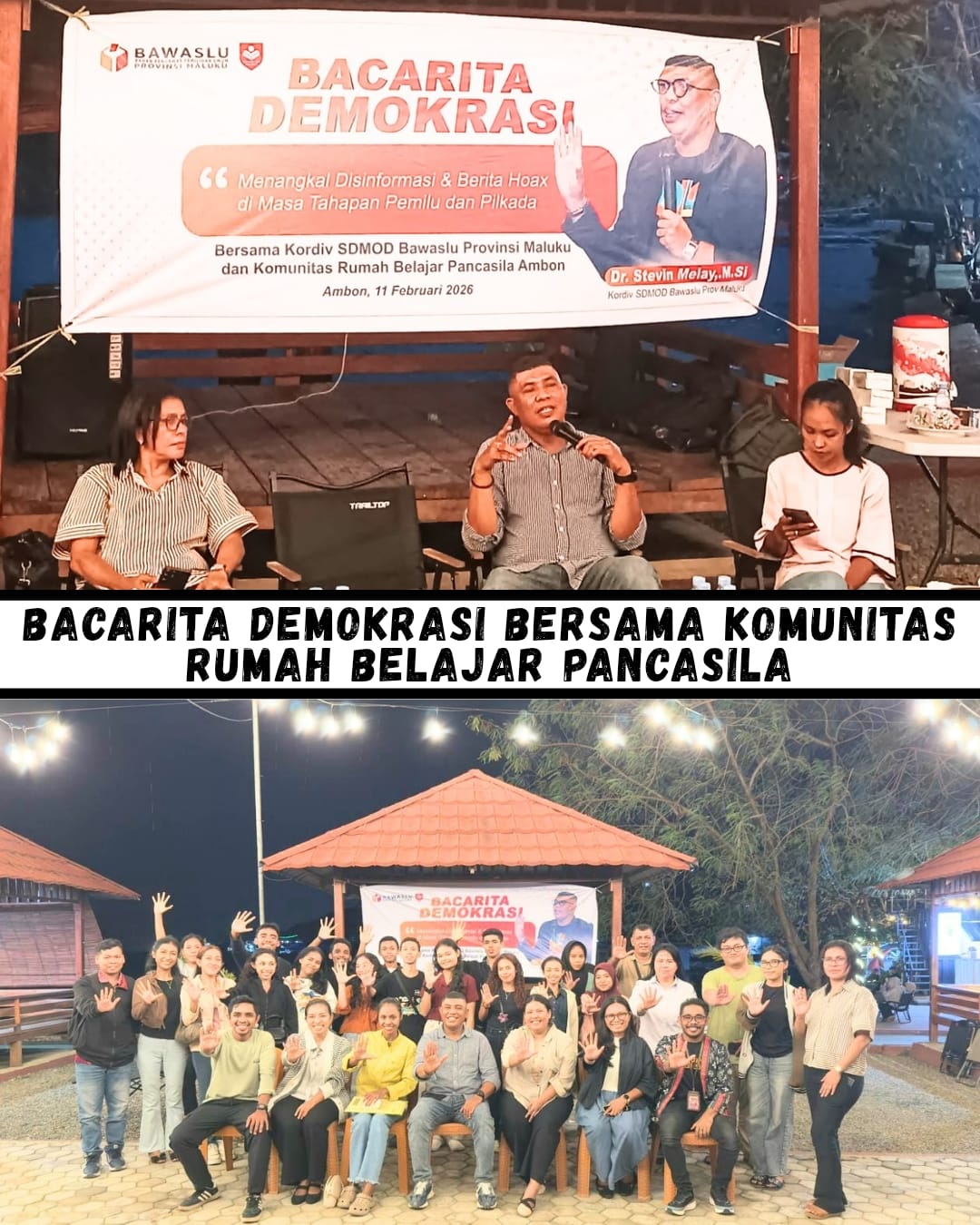kegiatan Kosolidasi Demokrasi dengan melibatkan komunitas Rumah Belajar Pancasila (RBP) Ambon. mengambil tema "Menangkal Disinformasi & Berita Hoax di masa tahapan Pemilu dan Pilkada"