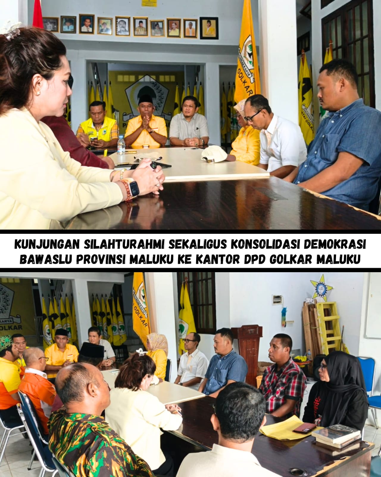 Bawaslu Provinsi Maluku melakukan kunjungan sekaligus konsolidasi demokrasi ke Kantor Partai Golkar Maluku, Kamis (28/5/2026).