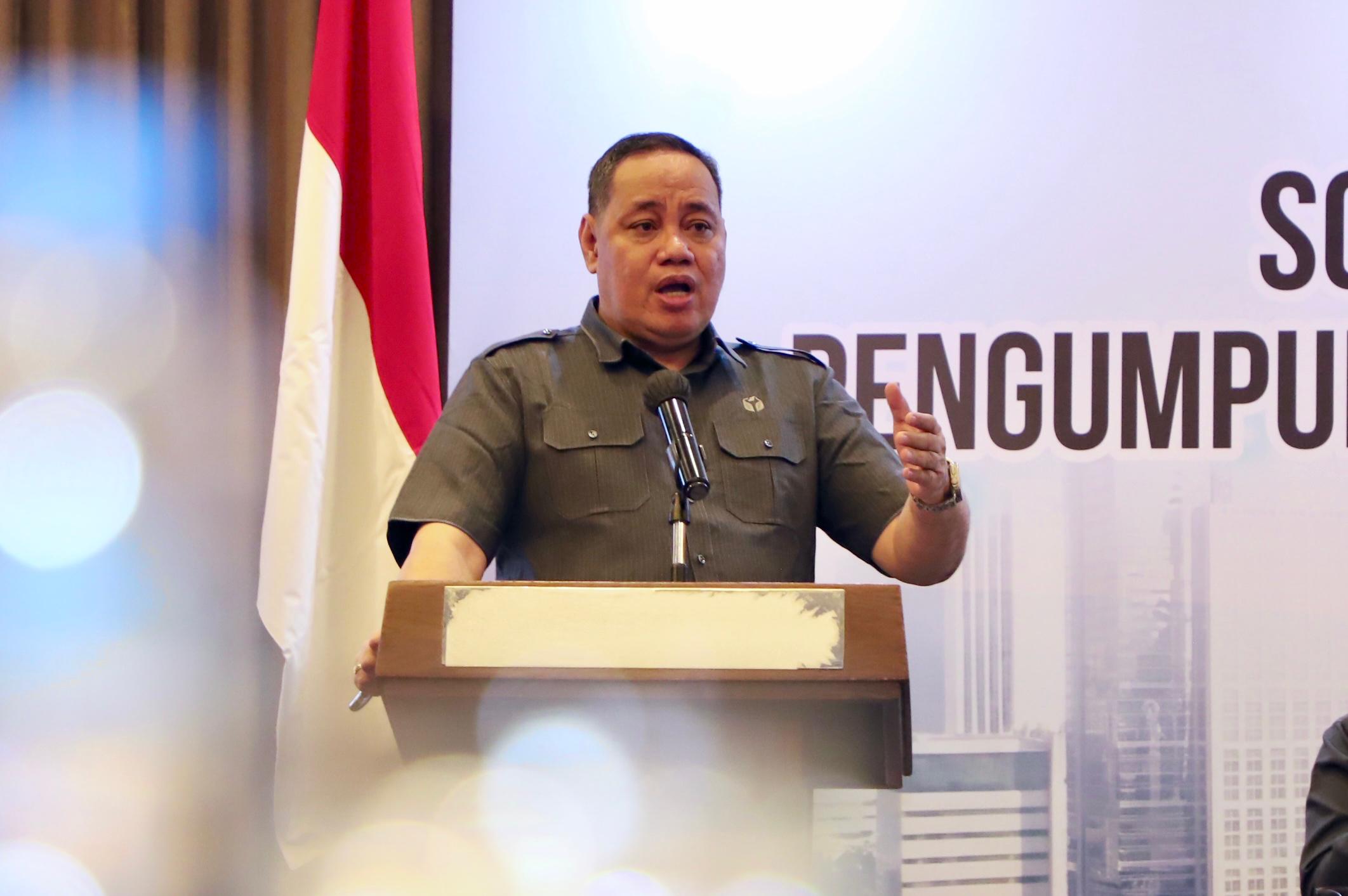 Anggota Bawaslu Herwyn JH Malonda saat membuka Sosialisasi Model Evaluasi dan Pengumpulan Data Pendukung Evaluasi IKP 2024 di Jakarta, Selasa (4/8/2026).