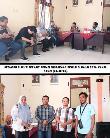 Kegiatan diskusi terkait penyelenggaraan pemilu di Balai Desa Wakal, Kec Leihitu-Maluku Tengah Kamis (20/08/26). 