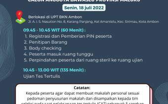 Jadwal Pelaksanaan Tes Tertulis CAT Calon Anggota Bawaslu Provinsi Maluku