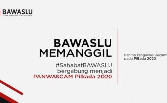 Memaksimalkan Fungsi Pengawasan pada tingkat kecamatan Pemilihan Bupati dan Wakil Bupati di Kabupaten Seram Bagian Timur, 
Bawaslu Kab. Seram Bagian Timur membuka Pendaftaran Panitia Pengawas Pemilihan Kecamatan Tahun  2020.