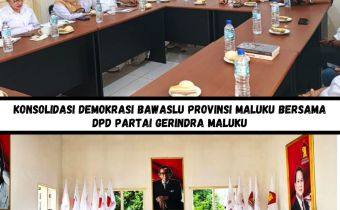 Konsolidasi Demokrasi Bawaslu Maluku bersama Partai Gerindra di Kantor DPD Partai Gerindra Maluku, Rabu (17/06/2026).