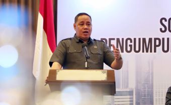 Anggota Bawaslu Herwyn JH Malonda saat membuka Sosialisasi Model Evaluasi dan Pengumpulan Data Pendukung Evaluasi IKP 2024 di Jakarta, Selasa (4/8/2026).