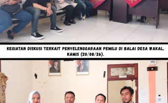 Kegiatan diskusi terkait penyelenggaraan pemilu di Balai Desa Wakal, Kec Leihitu-Maluku Tengah Kamis (20/08/26). 