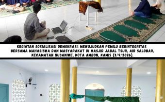 Kegiatan Sosialisasi Demokrasi: Mewujudkan Pemilu Berintegritas yang digelar di Masjid Jabal Tsur, Air Salobar, Kecamatan Nusaniwe, Kota Ambon, Kamis (3/9/2026).