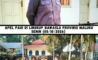 Ketua Bawaslu Provinsi Maluku, Subair, memimpin apel pagi rutin di Lapangan Upacara Bawaslu Provinsi Maluku, Senin (5/10/2026).